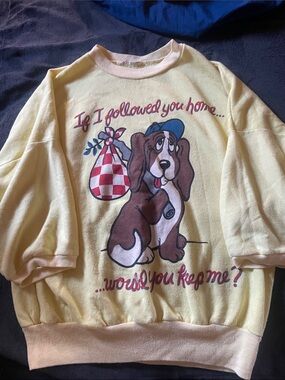 Yellow Graphic Dog Sweatshirt with Red Accents